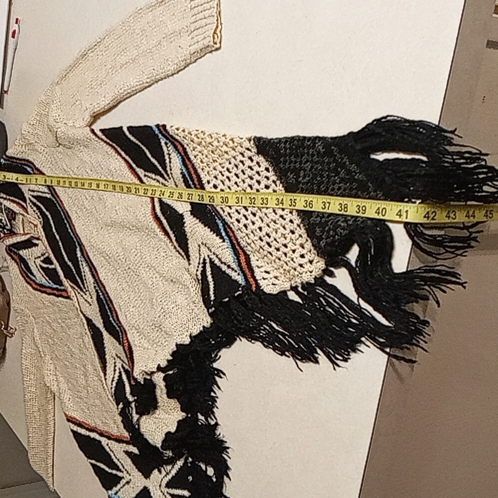 Double Zero Open Front Fringe Cardigan Size Small - image 8